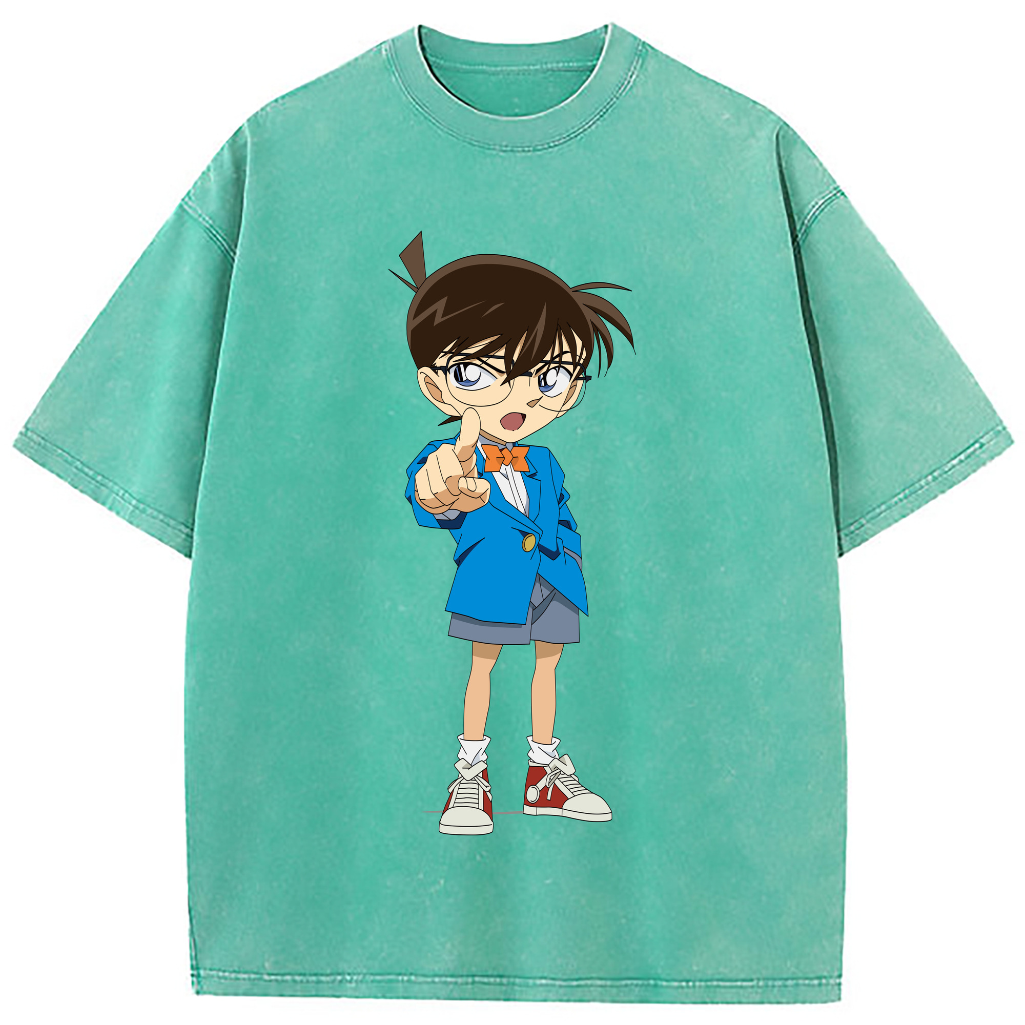 （画像用） 名探偵コナン 江戸川 コナン Detective Conan Conan Edogawa 綿100% ヴィンテージ風 半袖Tシャツ（フロントプリント）